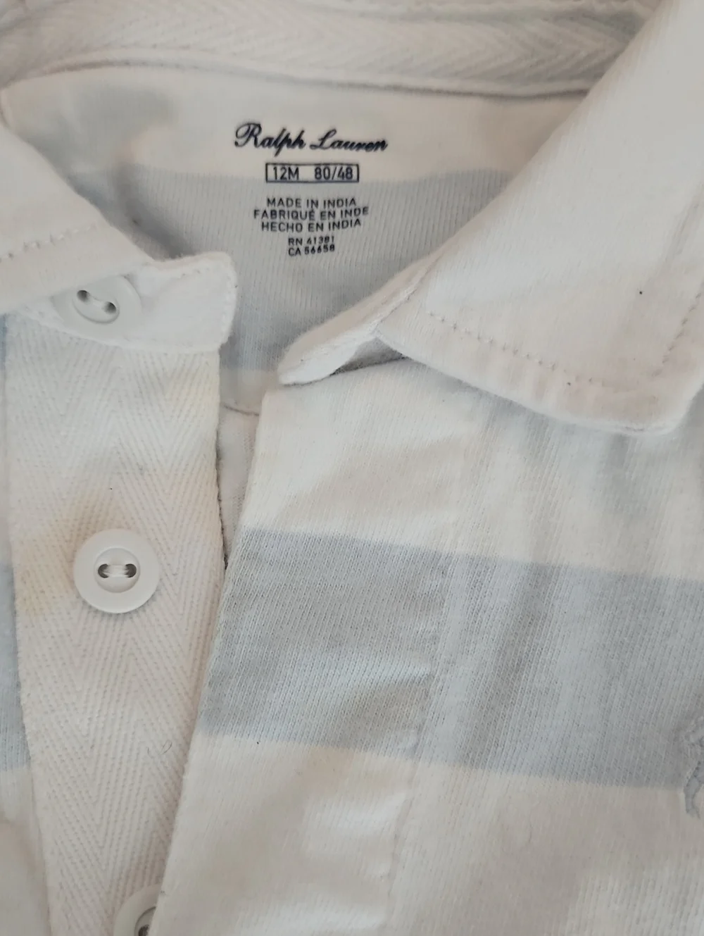 Ralph Lauren Baby Stripe Polo Shirt - Light Blue & White